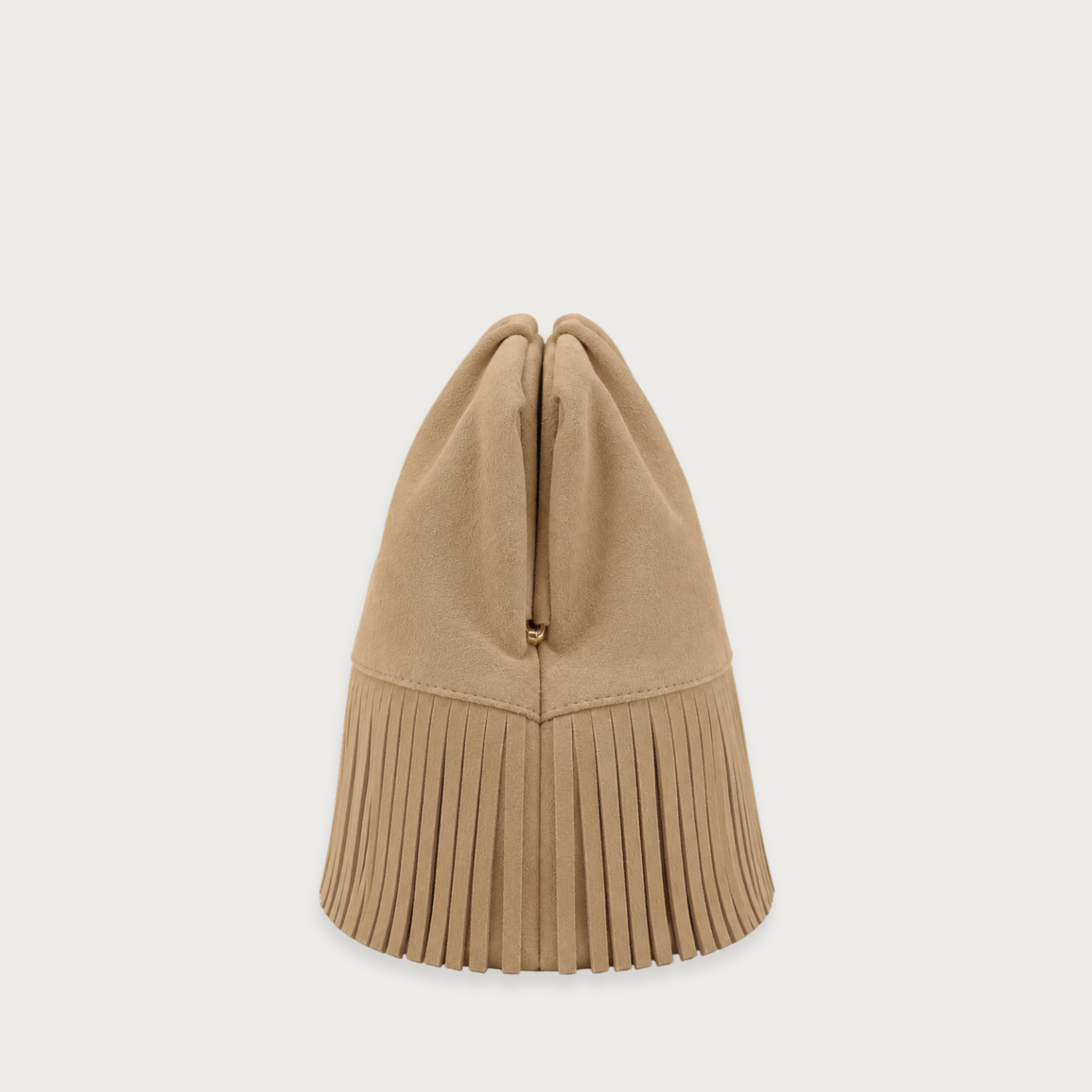 The Plume Clutch in Sand Suede