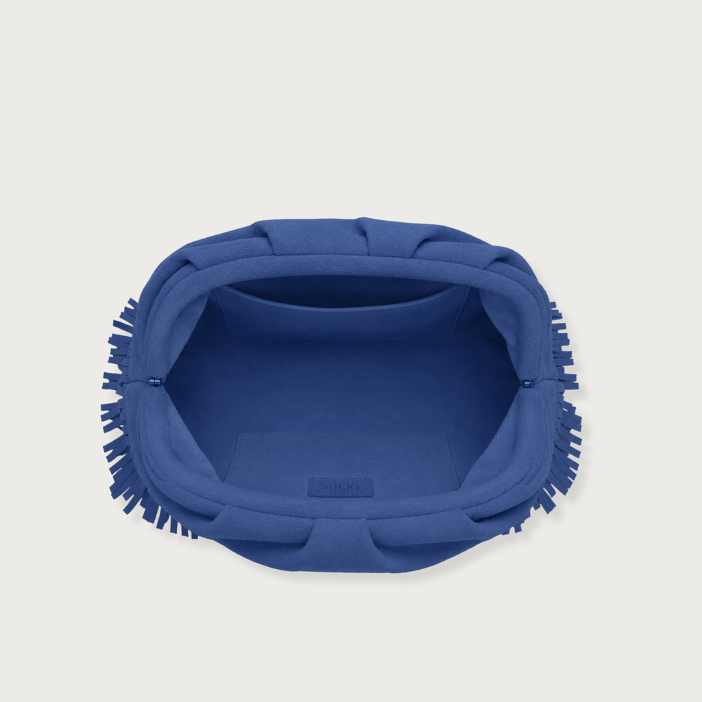 The Plume Clutch in Cobalt Blue Suede